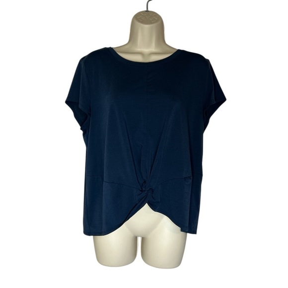 Athleta Tops - Athleta Blue Relaxed Tie Front Short Sleeve Tee